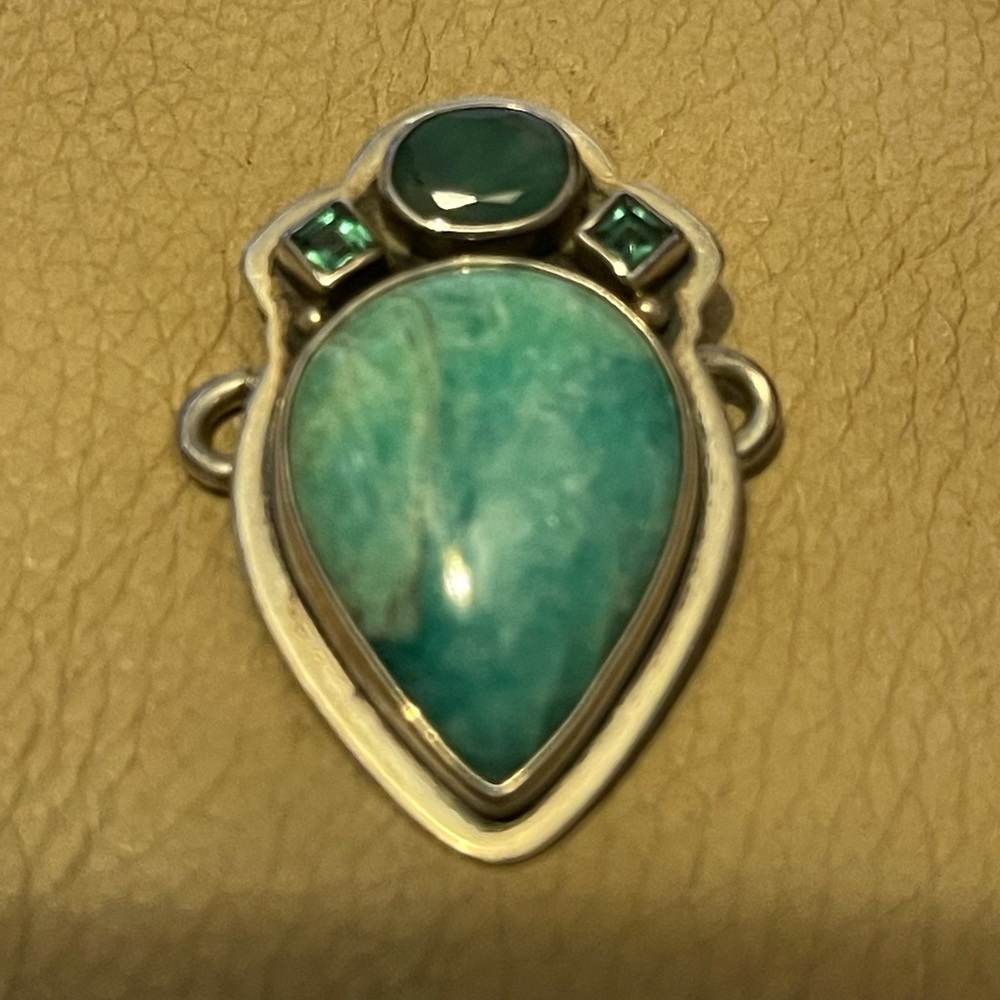 Tabra charm amazonite with emerald & green quartz.